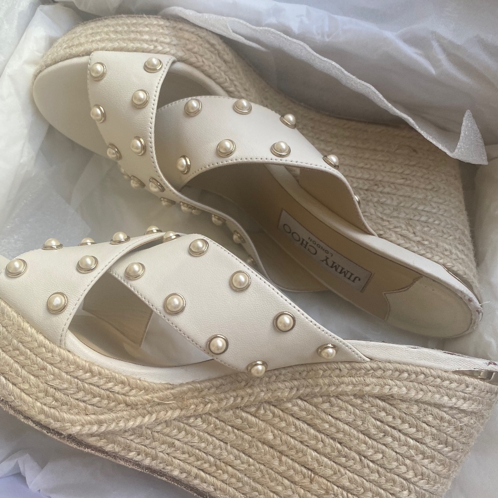 Jimmy Choo Women's Dovina 100 Wedge Espadrille Slide Sandals